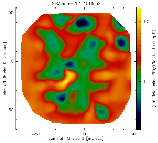 ratio of 2mm R & PF flat fields